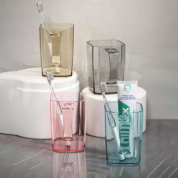 Прозрачная пластиковая чашка для полоскания рта с ручкой. Чашка для полоскания без запаха. Легко чистится. Зубная чашка без заусенцев. Держатель зубной щетки для дома. Ванная комната. Путешествия. чёрный