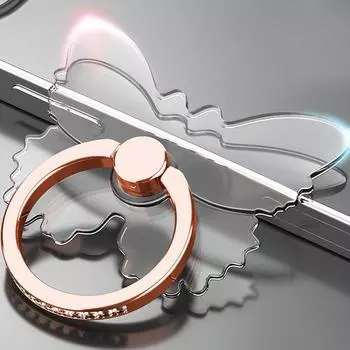 Прозрачная подставка-держатель для сотового телефона в форме бабочки с вращением на 360°, прозрачная подставка для пальцев, совместимая с iPhone и Xiaomi, аксессуары для телефонов серебряный