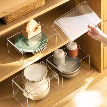 Прозрачная полка для хранения кухонного шкафа, прочная, не требующая сборки, столешница, прозрачный шкаф, органайзер, подставка для специй S