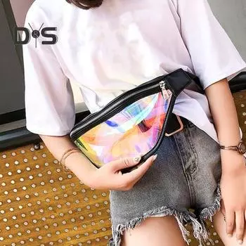 Прозрачная поясная сумка, водонепроницаемая мини-поясная сумка, переливающаяся, с регулируемым ремешком для женщин и мужчин, для путешествий, фитнеса и использования на открытом воздухе фиолетовый