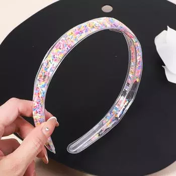 Прозрачная повязка для волос с зыбучим песком для девочек, с блестками, пайетками в форме сердца, мультяшными ушками, обручи для волос, головные уборы, аксессуары для волос