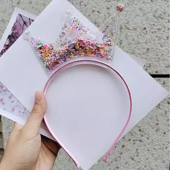 Прозрачная повязка для волос с зыбучим песком своими руками для детей, девочек, с блестками, пайетками, мультяшными ушками, обручи для волос, головные уборы, аксессуары для волос