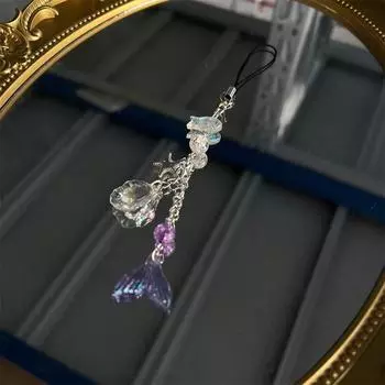 Прозрачная пятиконечная звезда цветы телефон подвески кулон фиолетовый бисер рыбий хвост кулон телефон шнурок сумка брелок