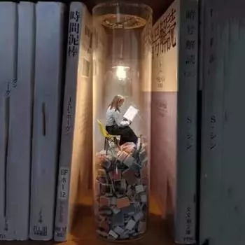 Прозрачная пробирка для чтения, фигурка, потолочный ночник, красочная книга, горное сидение, коллекционер книг, статуя, украшение для любителей книг, идеальный подарок
