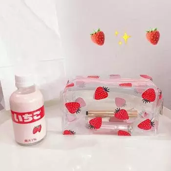Прозрачная ПВХ сумка для косметики с фруктовым принтом, женская дорожная сумка для хранения туалетных принадлежностей Strawberry
