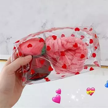 Прозрачная ПВХ сумка для косметики с фруктовым принтом, женская дорожная сумка для хранения туалетных принадлежностей Strawberry