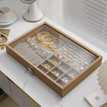 Прозрачная пыленепроницаемая бархатная шкатулка для сережек, браслетов и ожерелий