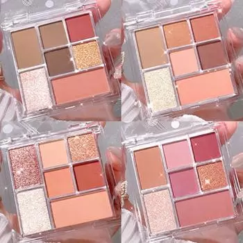 Прозрачная семицветная палитра теней для век Жемчужно-матовая большая универсальная палитра с фиксацией землистого цвета Палитра с фиксирующими палитрами Палитра теней для век 8g