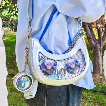 Прозрачная серебряная сумка женская Harajuku эстетическая полумесяц сумка-мессенджер женская Lolita сладкие милые сумки через плечо шикарные