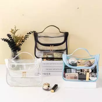 Прозрачная сетчатая косметичка женская косметичка с двойной молнией ПВХ водонепроницаемая косметичка туалетная сумка большая сумка-тоут
