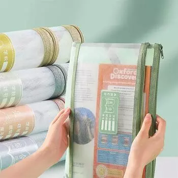 Прозрачная сетчатая сумка для документов, двухслойная сумка для хранения, сумка-папка формата А4, портативный органайзер для канцелярских принадлежностей для студентов One Size светло-серый