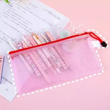 Прозрачная сетчатая сумка с ручкой на молнии, сумка для документов, сумка для хранения, офисная техника