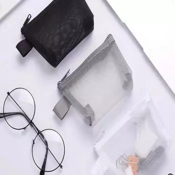 Прозрачная сетчатая сумка, трехмерная сумка для хранения, портативная сумка на молнии, удостоверение личности