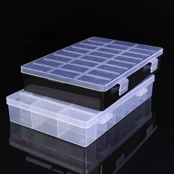 Прозрачная шкатулка для драгоценностей, 24 сетки, пластиковый контейнер для хранения бусин, органайзер для сережек прозрачный