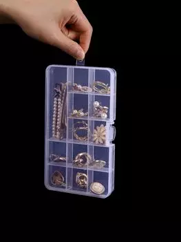 Прозрачная шкатулка для хранения сережек и ювелирных изделий с двойной пряжкой для колец, нейл-арта и аксессуаров