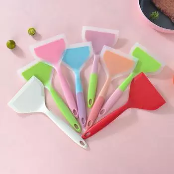 Прозрачная силиконовая лопатка тамагояки: Антипригарное покрытие, широкое горлышко, двухцветная кухонная утварь красный