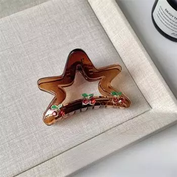 Прозрачная Сладкая Заколка для Волос с Зажимом-Крабом, Форма Бриллиантовой Звезды и Дизайн Полой Заколки-Краб для Женщин, Аксессуары для Волос