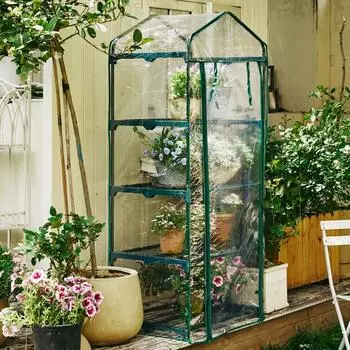 Прозрачная сменная крышка для теплицы из ПВХ с дверцей на молнии, оптимальная видимость для солнечного света, роста растений, устойчивая к ультрафиолетовому излучению пленка для теплицы, садовые принадлежности Dual Layer