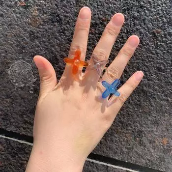 Прозрачная смола акриловое конфетное цветное открытое кольцо на палец модные аксессуары кольцо на сустав синий