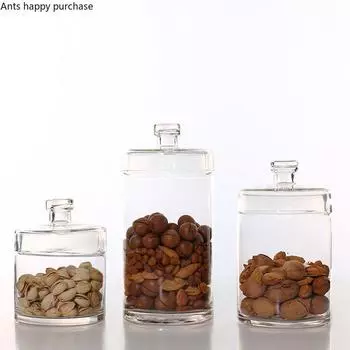 Прозрачная стеклянная банка для сухофруктов, конфет с крышкой, декоративная банка, украшение для свадебных композиций, бытовые стеклянные банки для хранения