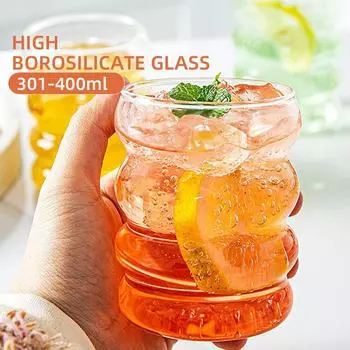 Прозрачная стеклянная чашка, изысканный термостойкий стакан, простая креативная чашка для завтрака, кружка для молока, кофе, стаканы для воды, кружка в полоску 301-400ml