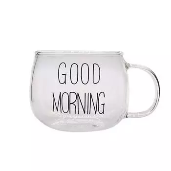Прозрачная стеклянная чашка с надписью, креативная чашка для кофе, чая, десерта, завтрака, молока, стеклянные кружки, посуда для напитков с ручкой, подарки для пар 350-400ml