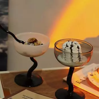 Прозрачная стеклянная кружка для молочного коктейля, изысканный контейнер для конфет, прочный бокал для десерта в отеле style 2