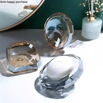 Прозрачная стеклянная мыльница, хрустальная мыльница, мыльница, аксессуары для ванной комнаты, ящик для хранения мыла, принадлежности для ванной комнаты, мыльная основа янтарь