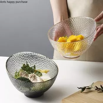 Прозрачная стеклянная тарелка для фруктов, фруктовая салатница, тарелка для сухофруктов, декоративная миска, тарелки для десертов, столовые приборы красный