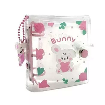 Прозрачная строка 1 пробел, 10 листов внутренней бумаги, папка для фотокарточек, розовый кролик, 1 шт.