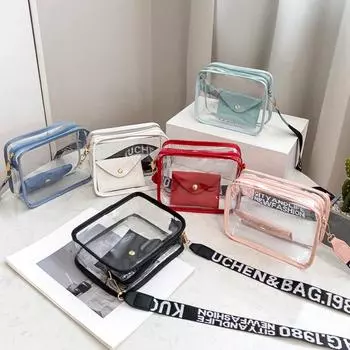 Прозрачная сумка через плечо для женщин, модная сумка через плечо с надписью «Candy Color Letter», прозрачная желейная сумка из ПВХ, маленькая квадратная сумка чёрный