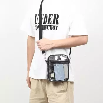 Прозрачная сумка через плечо из ПВХ, мини-кошелек для концерта, кроссбоди спереди с карманом для повседневной сумки X5A5 Black-One size