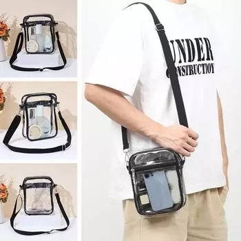 Прозрачная сумка через плечо из ПВХ, мини-кошелек для концерта, сумка через плечо, повседневная сумка с передним карманом и F5V7 Black-One size