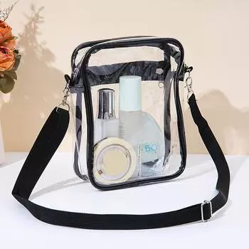 Прозрачная сумка через плечо из ПВХ, мини-кошелек для концерта, кроссбоди с сумочкой, повседневная сумка с передним карманом M1A8 Black-One size