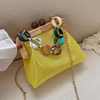 Прозрачная сумка через плечо из ПВХ, новая женская цветная ручка-кольцо, изысканная сумка с пряжкой-замком, трендовые персонализированные сумки-желе