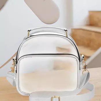 Прозрачная сумка через плечо, рюкзак для стадиона, рюкзак-органайзер из ПВХ для путешествий, белый