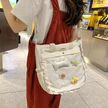 Прозрачная сумка через плечо, студенческая сумка через плечо, милая женская сумка-тоут большой вместимости синий