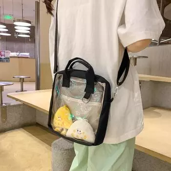 Прозрачная сумка через плечо, женская сумка через плечо, студенческая сумка двойного назначения, женская сумка для мобильного телефона белый