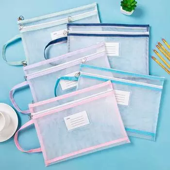 Прозрачная сумка для документов, держатель для документов с ремешком на молнии, большая вместительная прозрачная сумка для хранения, органайзер для документов формата А4 A4 светло-розовый