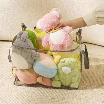 Прозрачная сумка для хранения игрушек, большая вместимость, водонепроницаемая, легко моющаяся, многофункциональная сумка на молнии S серый