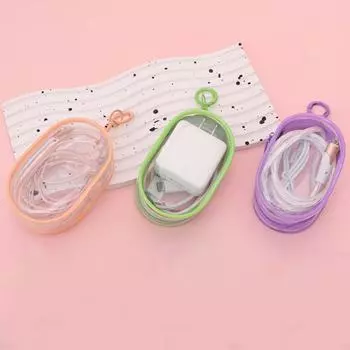 Прозрачная сумка для хранения кабеля данных с брелком для ключей, цифровая сумка для хранения, зарядное устройство для телефона белый