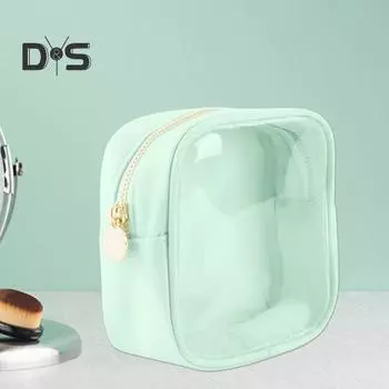 Прозрачная сумка для хранения с застежкой-молнией, удобная ручка, большая вместимость, легко моется, дорожный размер, косметичка для туалетных принадлежностей бежевый