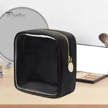 Прозрачная сумка для хранения с застежкой-молнией, удобная ручка, большая вместимость, легко моется, дорожный размер, косметичка для туалетных принадлежностей бежевый