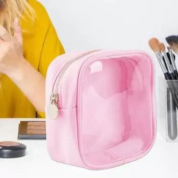 Прозрачная сумка для хранения с застежкой-молнией, удобная ручка, большая вместимость, легко бежевый