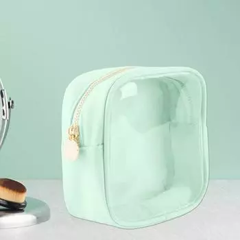 Прозрачная сумка для хранения с застежкой-молнией, удобная ручка, большая вместимость, легко моется, дорожный размер, косметичка для туалетных принадлежностей бежевый