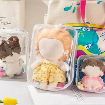 Прозрачная сумка для хранения, сумка для показа куклы, пылезащитная, легкая портативность, прозрачная сумка-брелок, сумка для хранения кукольных игрушек M чёрный