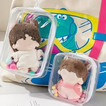 Прозрачная сумка для хранения, сумка для показа куклы, пылезащитная, легкая портативность, прозрачная сумка-брелок, сумка для хранения кукольных игрушек M чёрный