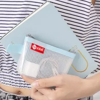 Прозрачная сумка для хранения в виде сетки, маленькая сумка для макияжа и помады из ПВХ, мини-кошелек на молнии для детей