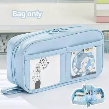 Прозрачная сумка для карандашей большой вместимости в форме вулкана, удобная для хранения линеек, ручек и заметок, может поместиться на столе, развернутом на 180°