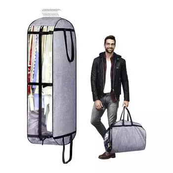 Прозрачная сумка для одежды, используется для подвешивания одежды, водонепроницаемая и сумка для одежды с ручкой для хранения в гардеробе, сумка для костюма, может использоваться для совместного использования One Size серый